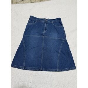 Vintage Denim A-line Skirt Size 10 Blue Jean Buckle Knee Length Western Boho Y2K